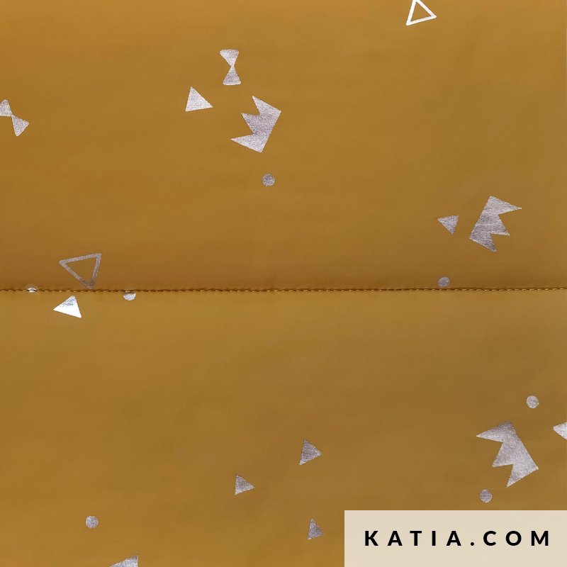 Katia Padded Silver Print - Mustard (Half Metre)