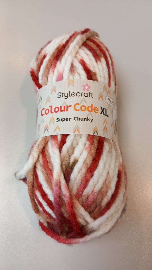 Stylecraft Colour Code XL in Reds — 100% Premium Acrylic, Super Chunky, 200g