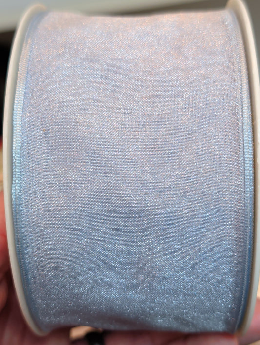 Powder Pale Blue Wired Double Faced Satin Ribbon 60mm x 25m (Art 12501)