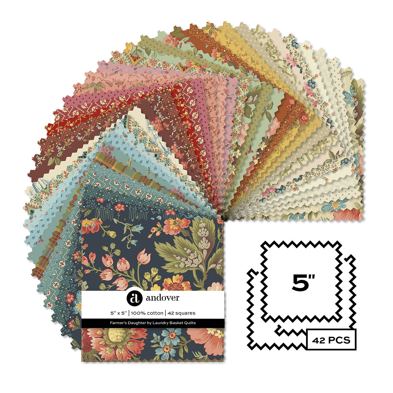 Andover Farmer's Daughter by Laundry Basket Quilts- 42 5"X5" Squares