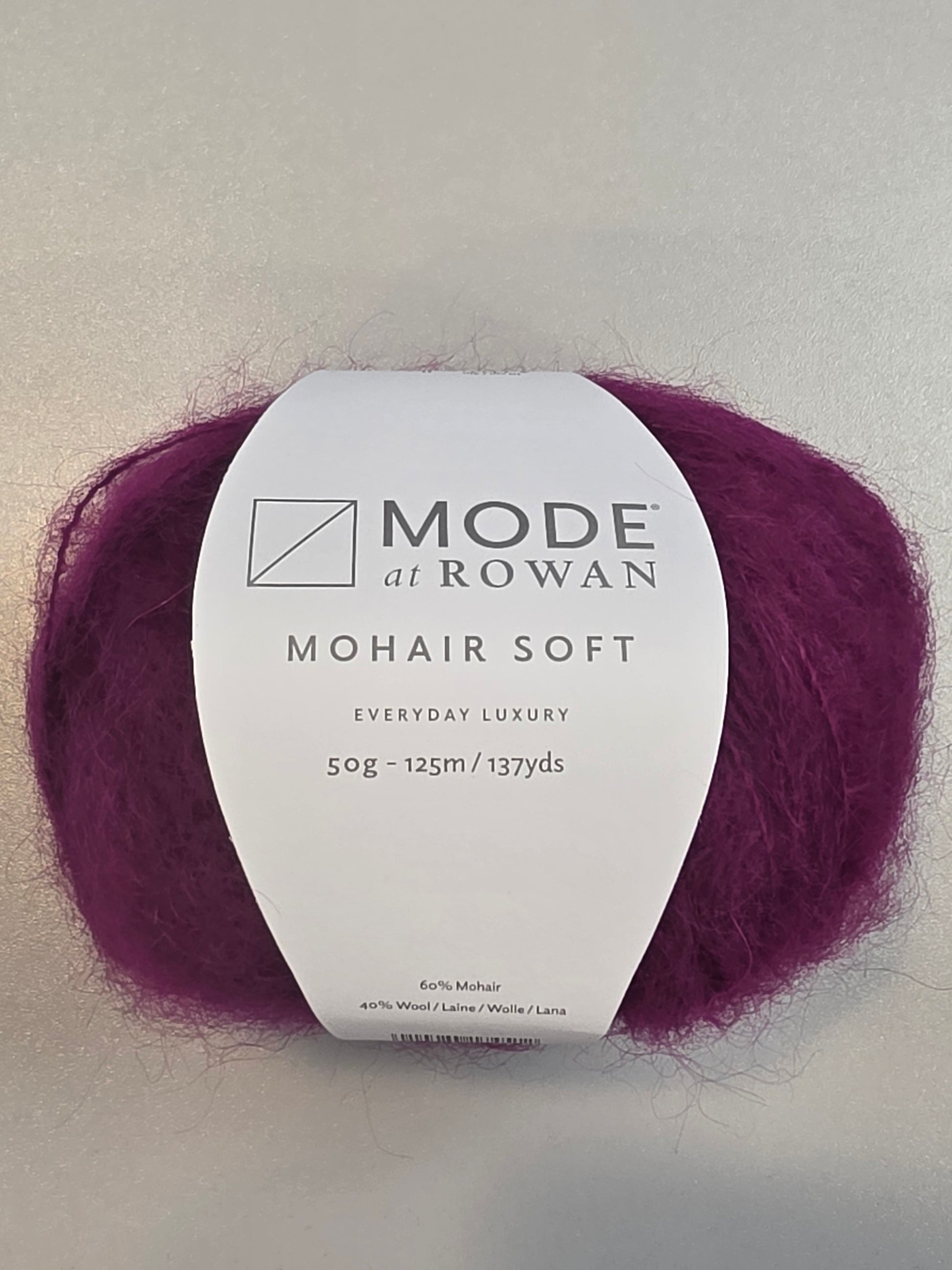Rowan yarn in wine, mohair blend