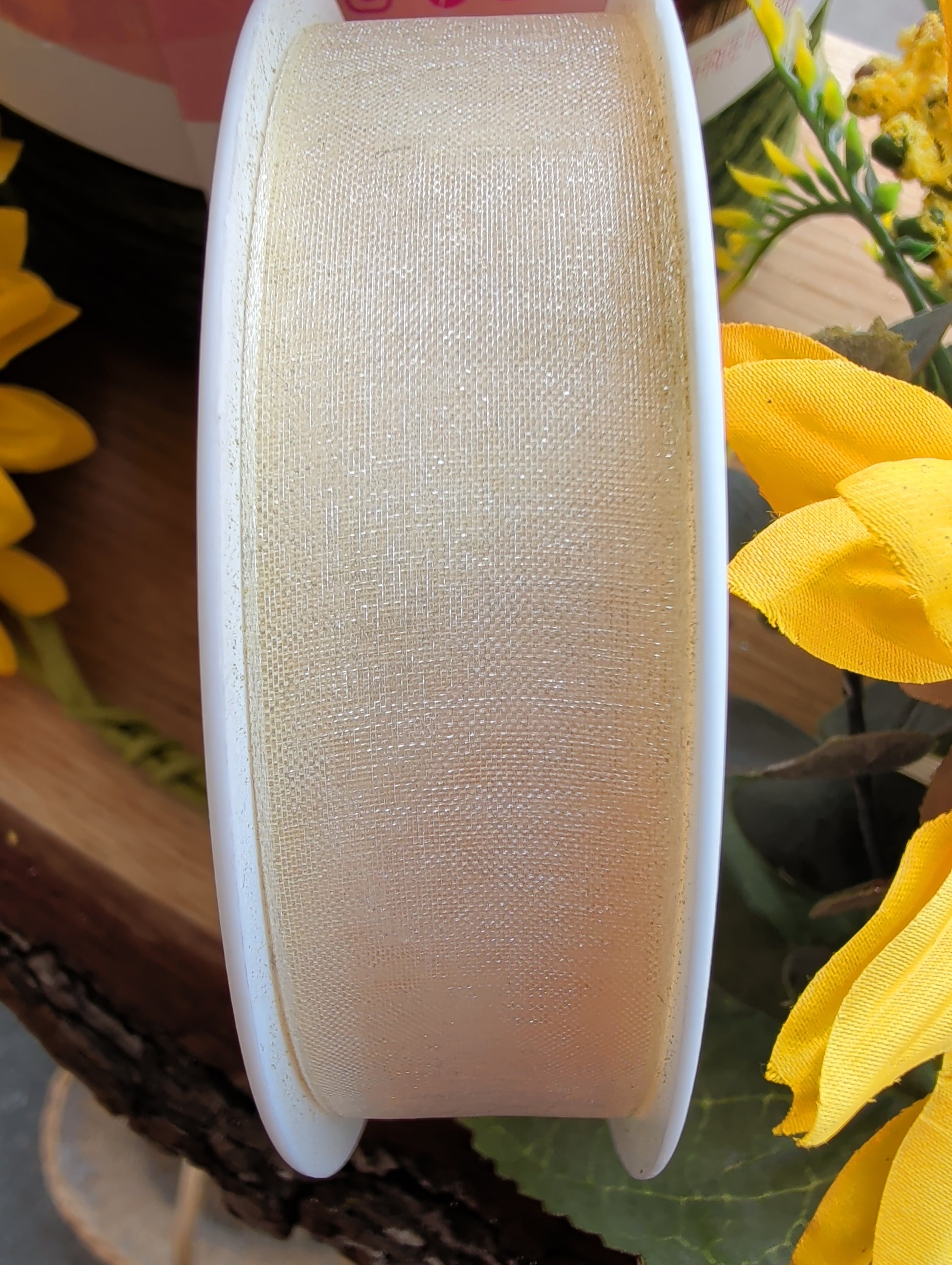 Cream Double Faced organza Ribbon 25mm x 25m (Art 12500)