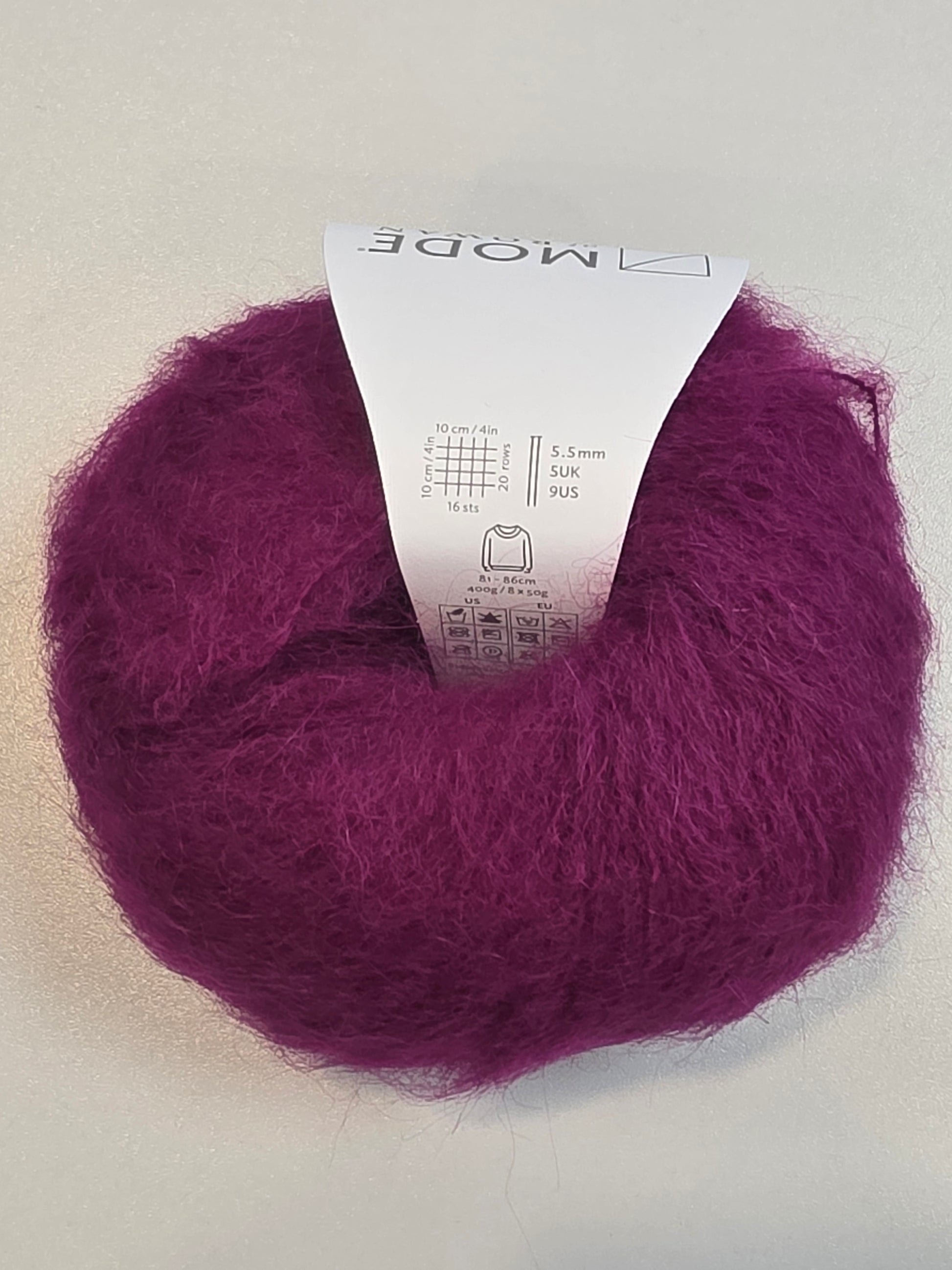 Rowan yarn in wine, mohair blend - close up detail