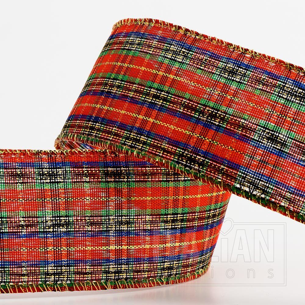 Wired edge tartan ribbon