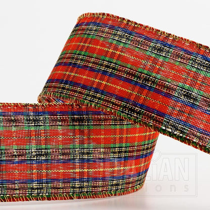 Wired edge tartan ribbon