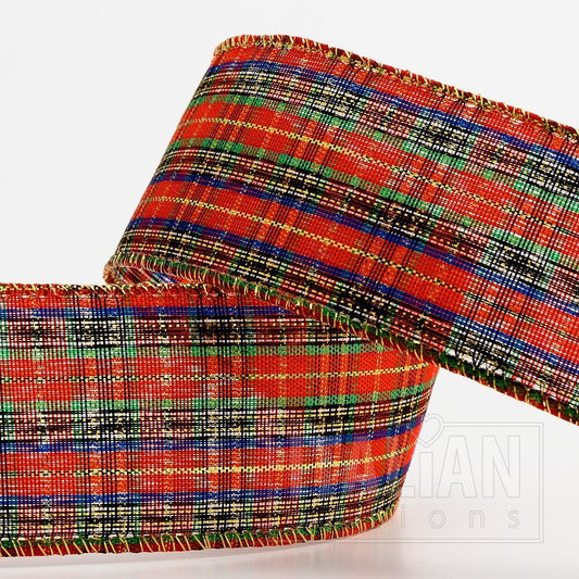 Wired edge tartan ribbon