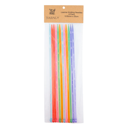 Learner Acrylic Knitting Needles 5.00mm x 25cm x 6 Pairs YN-LKN-5.00 Yarnly